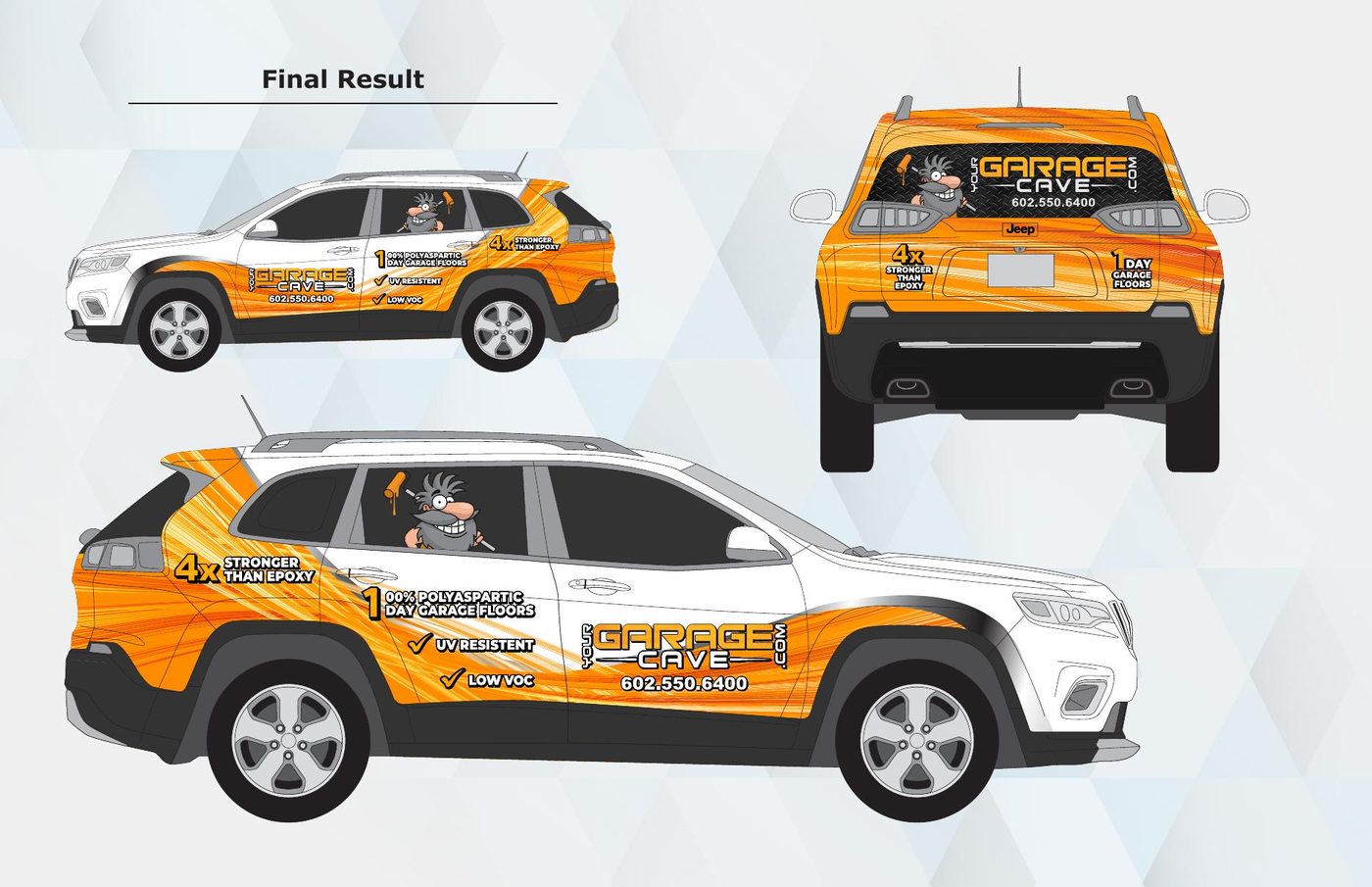 Final car wrap result — all views