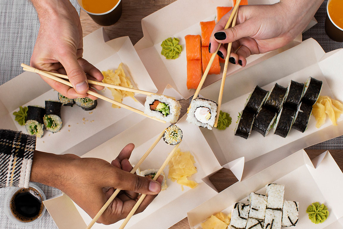 Flat lay with chopsticks