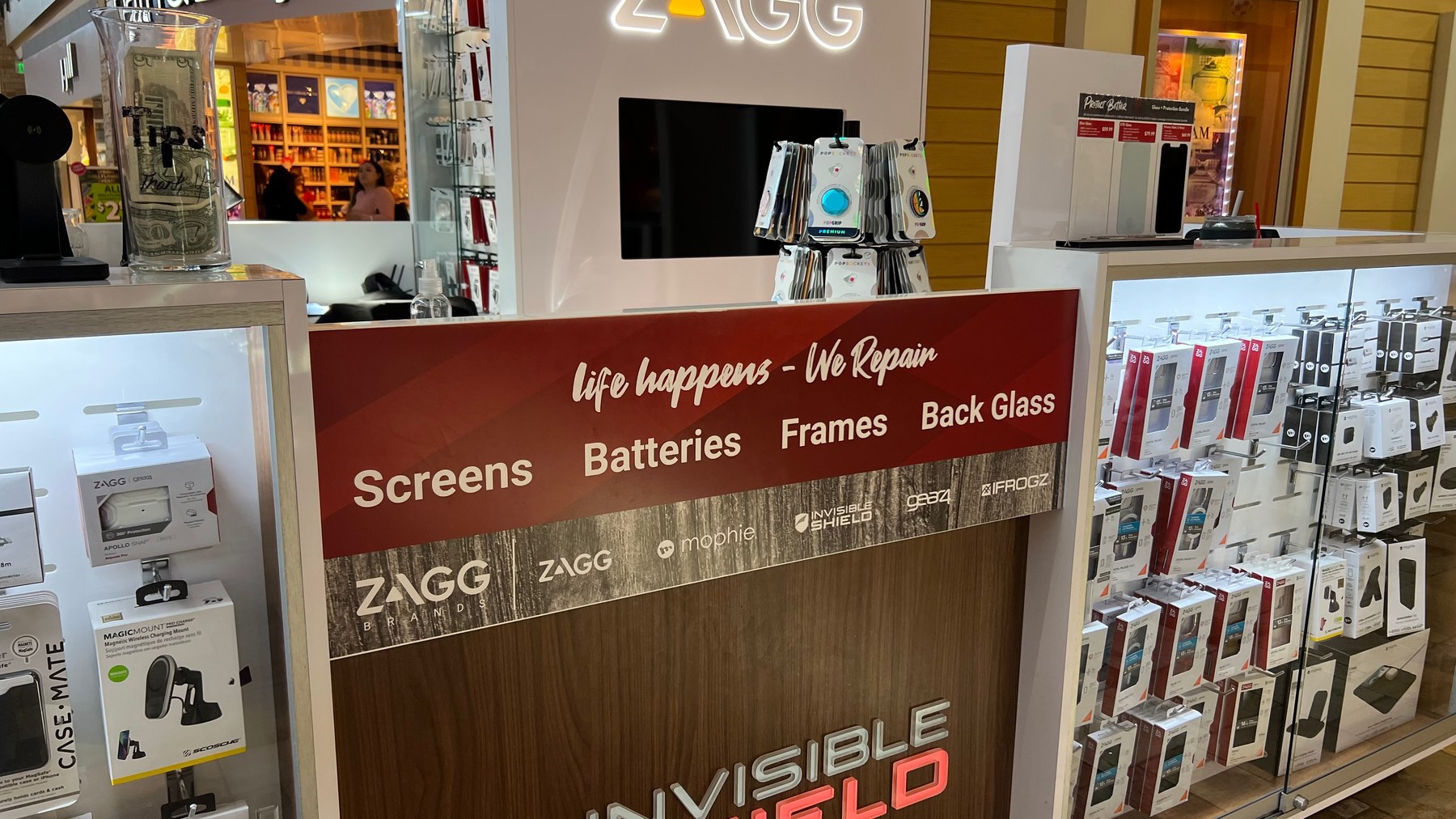 Installed ZAGG retail counter detail