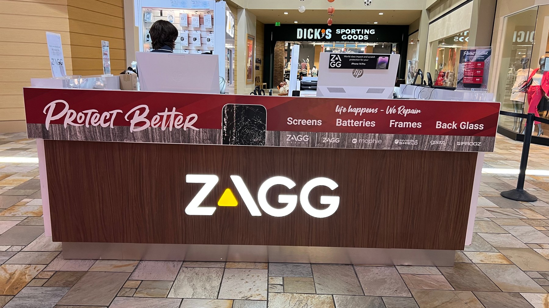 Installed ZAGG retail counter front